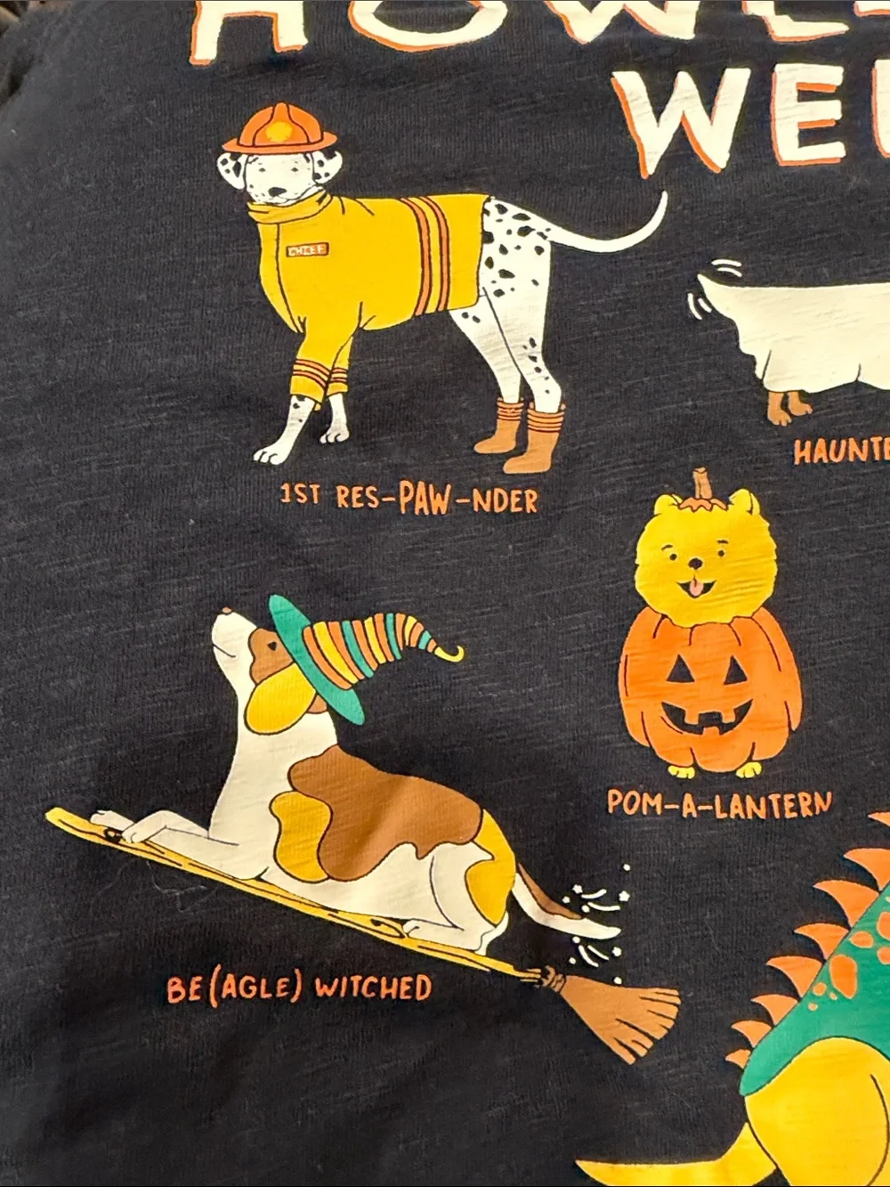 Carter's Black 'Happy Howl-o-ween' Long-Sleeve Tee with Colorful Dog Graphics